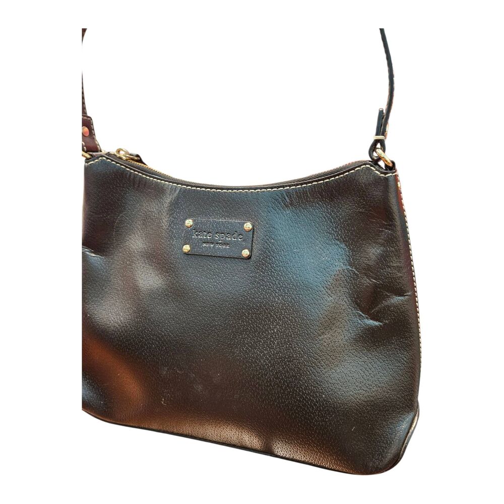 Kate Spade Black Leather Hobo Shoulder Bag Vintage 13x9x3 - Picture 4 of 12